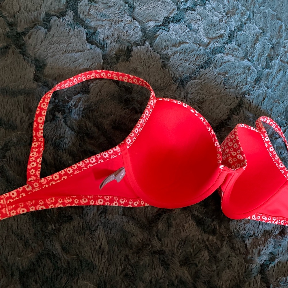 Aerie Padded Red Floral Swim Top 36DD - Picture 6 of 7